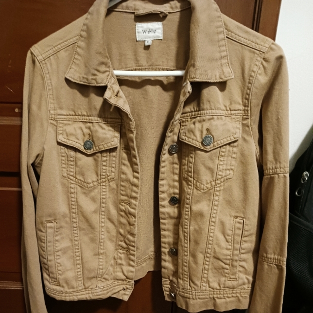 Wishlist Camel Cognac Neutral Tan Cotton Denim Jacket Size Medium